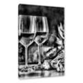 Pixxprint Leinwandbild Baguette Wein Alkohol