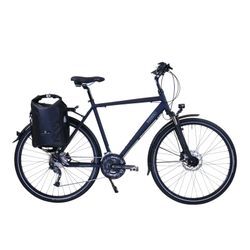 HAWK Trekking Deluxe mit Tasche ,Ocean Blue Herren 28 Zoll - Rahmenhöhe 57cm , Fahrrad mit Microshift 27 Gang Kettenschaltung & Beleuchtung