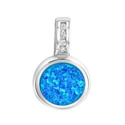 Firetti Kettenanhänger Schmuck Geschenk Silber 925 Halsschmuck Anhänger für Halskette, mit synth. Opal und Zirkonia (synth), blau|silberfarben|weiß