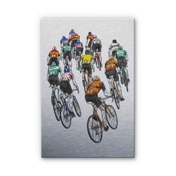 K&L Wall Art Gemälde Alu-Dibond Poster Retro Deko Rennrad Fahrrad Peloton Metalloptik