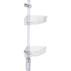 WENKO Duschregal LED Duscheckregal, 74 cm, LED-Duschstange mit Bewegungsmelder und 2 Ablagen, silberfarben|weiß