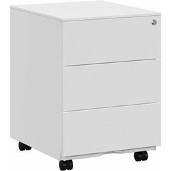 Rollcontainer, mobiler Aktenschrank, abschließbar, mit 3 Schubladen, Aufbewahrung von Akten, Büroutensilien, vormontiert, Büro, Homeoffice, 39 x 45 x