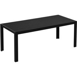 Outsunny Gartentisch Aluminium Tisch Garten Terrasse Holz-Kunststoff Polyholz schwarz - Schwarz