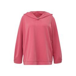 Große Größen: Kapuzensweatshirt mit V-Ausschnitt, aus festem Twill, pink, Gr.50