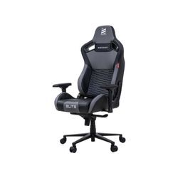 ELITE Gaming-Stuhl MERCENARY groß, ergonomisch mit Premium-Rücken- und Kopf-Nackenkissen, 48-53cm (Schwarz/Grau)