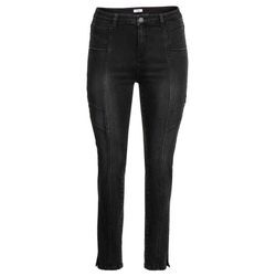 Große Größen: Skinny Jeans aus Power Stretch mit Nietenapplikation, black Denim, Gr.46