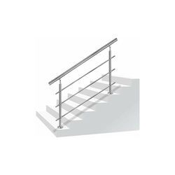 Edelstahl-Handlauf Geländer Treppengeländer mit 2 Pfosten für Balkon Treppen Innen und Außen - 160cm 3 Querstreben Naizy