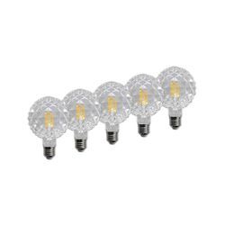 Lucande E27 3,8W LED-Lampe G95 2700K Struktur klar 5er-Set