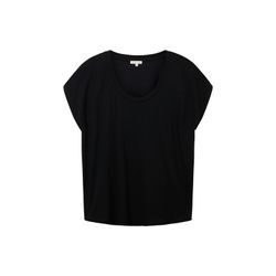 Große Größen: Shirt aus Viskose-Mix mit tiefem Rundhalsausschnitt, schwarz, Gr.48