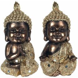 Buddha -Figurenfiguren Golden Buddhas Set 2U Buddas Black 8x9x18cm 22428 - Negro - Signes Grimalt