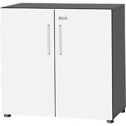 Schäfer Shop Select Schrank SET UP, 2 OH, abschließbar, B 800 x T 420 x H 788 mm, graphit/weiß