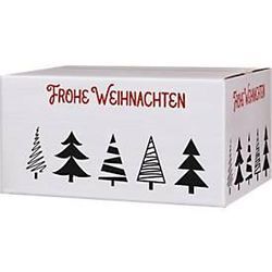 Versandkartons, mit Motiv „Tannenbaumallee“, bis 30 kg, Außenmaße 306 x 221 x 150 mm, Feinwellpappe, weiß-braun, 20 Stück