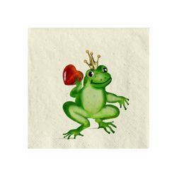 Fasana Papierserviette 20 Servietten Gras Frog Prince 33x33cm