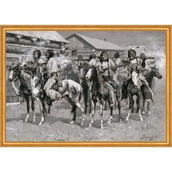 Kunstdruck Crow Indians Firing into the Agency Frederic Remington B A1 01936