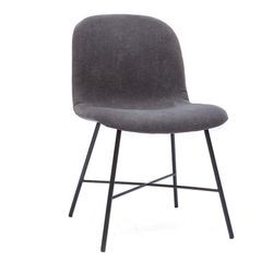 Miliboo - Stuhl aus Stoff mit Samteffekt in Dunkelgrau und schwarzem Metall arcade - Dunkelgrau