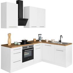 wiho Küchen Winkelküche Unna, mit E-Geräten, Stellbreite 220 x 170 cm, beige|weiß