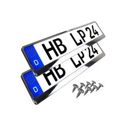 L & P Car Design Kennzeichenhalter für Auto in Chrom-Optik Kennzeichenhalterung Kennzeichen