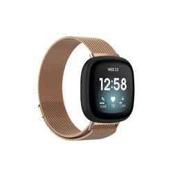 Wigento Smartwatch-Armband Für Fitbit Versa 4 + 3 / Sense 1+ 2 Magnet Metall Watch Uhr Ersatz Armband Rose Gold