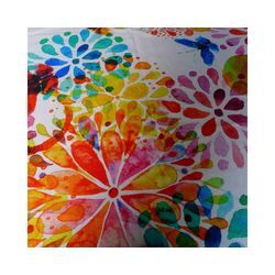 Mit Liebe dekoriert Stoff Baumwollstoff / Meterware Blumen mit Schmetterling