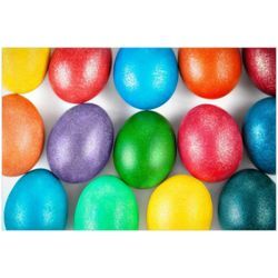 Wallario Poster, Bunte Oster-Eier in Nahaufnahme mit kräftigen Farben