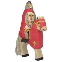 Holztiger Tierfigur HOLZTIGER Roter Ritter mit Mantel aus Holz
