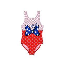 Disney Minnie Mouse Badeanzug MINNIE MOUSE Badeanzug Mädchen Schwimmanzug Blau und Rot Einteiler mit Punkten Gr.98 104 116 128
