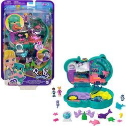 Polly Pocket Spielwelt Aquarium Schatulle, mit 2 Figuren und Zubehör, bunt