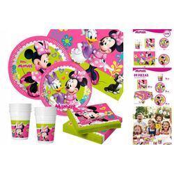 Disney Minnie Mouse Einweggeschirr-Set Set Partyartikel Minnie Mouse Happy Deluxe 89 Stücke 16
