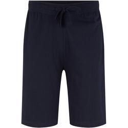 TOM TAILOR Herren Bermuda Shorts aus Jersey, blau, Logo Print, Gr. 48/S