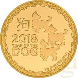 1 Unze Goldmünze Niue Hund 2018