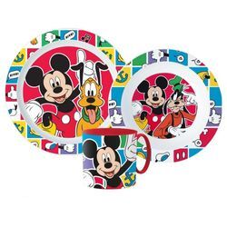 Disney Kindergeschirr-Set Goofy Geschirrset Mickey Pluto Besteck Set Frühstücks Kindergarten (3-tlg)