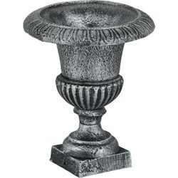 Dekovase, Gusseisen, HxD: 23 x 19 cm, Vintage Deko Wohnzimmer, antike Vase für Kunstblumen, Pokalvase, silber - Relaxdays