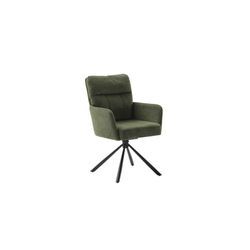 MCA UTICA 4 Fuß Stuhl mit Armlehnen Stahl/Stoffbezug 180° drehbar Olive/Schwarz Matt