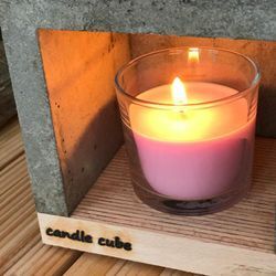 Candle cube© Kleiner Teelicht Tisch-Kamin Ofen Stövchen Kerzen-Heizung Teelichtofen Heizwürfel mit Duftkerze English Rose
