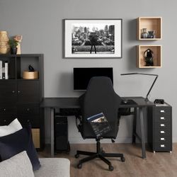 UTESPELARE / HELMER Schreibtisch, Stuhl + Schubladenel