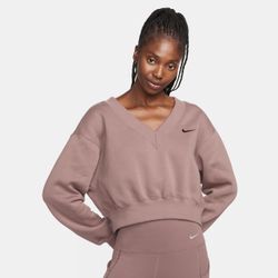 Nike Sportswear Phoenix Fleece Crop Top mit V-Ausschnitt für Damen - Lila