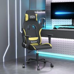 Gaming-Stuhl mit Massagefunktion Schwarz und Hellgrün Stoff vidaXL135768