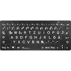 Logickeyboard XL-Print White on Black DE (PC/BT) Wireless-Tastatur, schwarz|weiß