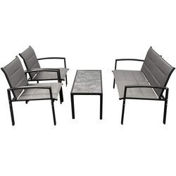 Kynast Garten Lounge Garnitur Metall 4-teilig schwarz grau Textilbezug