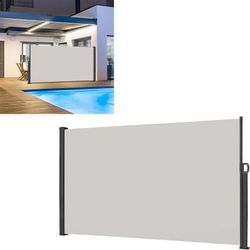 Seitenmarkise 160 x 300cm Seitenrollo Sonnenschutz Sichtschutz Windschutz fuer Balkon Terrasse Garten, Grau - Grau - Uisebrt