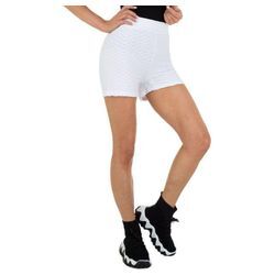 Ital-Design Shorts Damen Freizeit Hotpants Stretch Freizeitshorts in Weiß