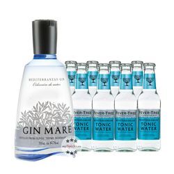 Set: Gin Mare (42,7 % Vol. / 0,7 L) + 8 x Fever-Tree Mediterranean Tonic Water (0,2 L) inkl. 1,20 € Pfand