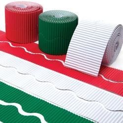 Großpackung Wellpappe Bordüren in Weihnachtsfarben (3 Stück) Bastelbedarf zu Weihnachten