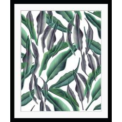 Bild QUEENCE "Julia" Bilder Gr. B/H: 50 cm x 70 cm, Wandbild Blätter Hochformat, grün (grün, grau) Kunstdrucke