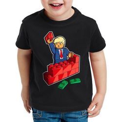 style3 Print-Shirt Kinder T-Shirt Baustein Präsident usa vereinigte staaten mauer