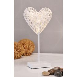 Led Deko Herz warmweiß - 10 led - Metall Tischlampe mit Papierschirm - Deko Leuchte Herz Hochzeit Verlobung