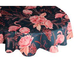 Tischdecke ADAM "Eden" Tischdecken Gr. B/L: 220 cm x 145 cm, 1 St., oval, bunt (dunkelblau, pink) Tischdecken