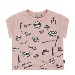 Imps&Elfs Rundhalsshirt IMPS&ELFS Kurzarm-Shirt sommerlich luftiges Kinder T-Shirt mit Cartoon Print Freizeit-Pullover Rosa