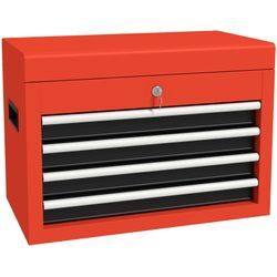 DURHAND Werkzeugkasten mit 4 Schubladen und Schlüssel rot 45L x 24,5B x 32,5H cm