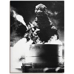 Wandbild ARTLAND "Godzilla III" Bilder Gr. B/H: 60 cm x 80 cm, Leinwandbild Film Hochformat, 1 St., schwarz Kunstdrucke